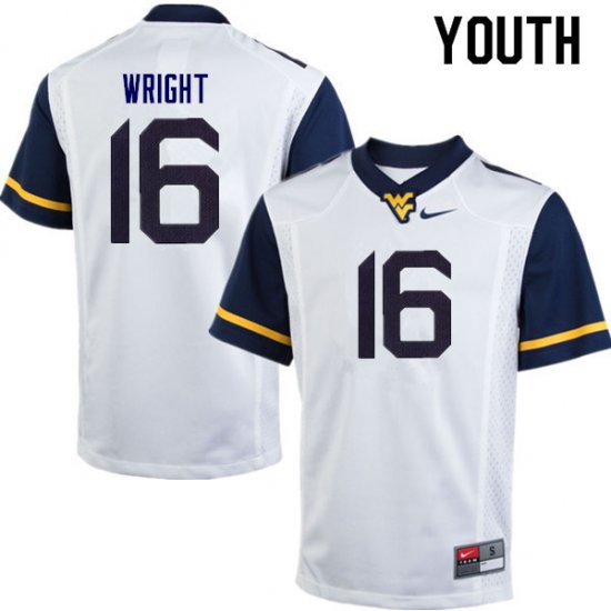 Youth West Virginia Mountaineers NCAA #16 Winston Wright White Authentic Nike Stitched College Football Jersey YD15S77NG